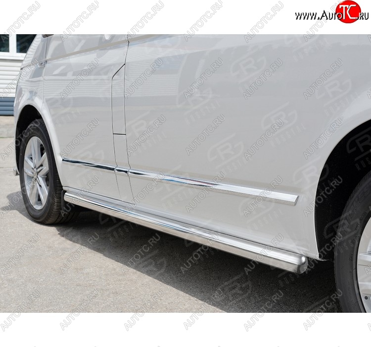 11 999 р. Правая защита порогов SLITKOFF из круглой трубы d63 мм Volkswagen Multivan T6 дорестайлинг (2016-2019)  с доставкой в г. Пермь