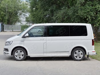 14 449 р. Правая широкая защита порогов SLITKOFF из круглой трубы d63 мм v2 Volkswagen Multivan T6 дорестайлинг (2016-2019)  с доставкой в г. Пермь. Увеличить фотографию 2