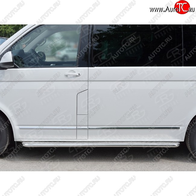 14 449 р. Правая широкая защита порогов SLITKOFF из круглой трубы d63 мм v2 Volkswagen Multivan T6 дорестайлинг (2016-2019)  с доставкой в г. Пермь