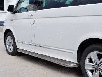 22 699 р. Правая защита порогов SLITKOFF из круглой трубы d63 мм v3 Volkswagen Multivan T6 дорестайлинг (2016-2019)  с доставкой в г. Пермь. Увеличить фотографию 2
