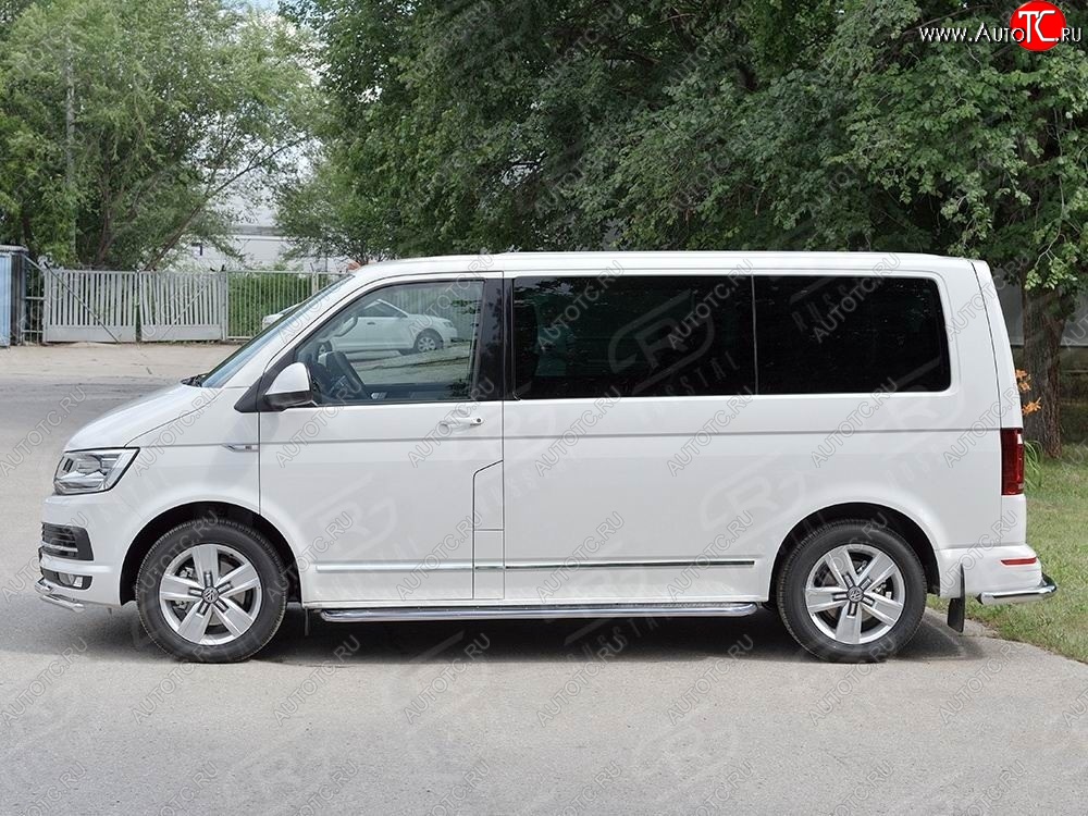 22 699 р. Правая защита порогов SLITKOFF из круглой трубы d63 мм v3 Volkswagen Multivan T6 дорестайлинг (2016-2019)  с доставкой в г. Пермь