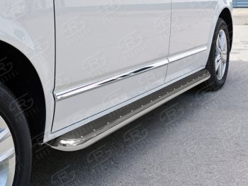 22 699 р. Левая широкая защита порогов с трубой диаметром 42 мм SLITKOFF Volkswagen Multivan T6 дорестайлинг (2016-2019)  с доставкой в г. Пермь. Увеличить фотографию 2