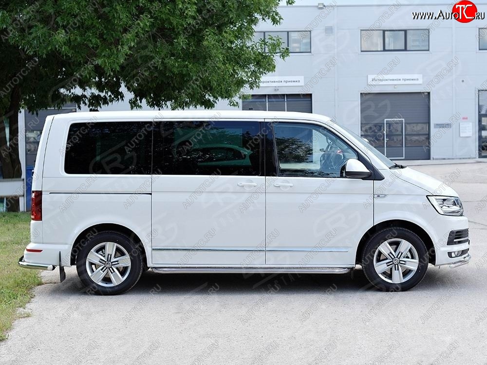 22 699 р. Левая широкая защита порогов с трубой диаметром 42 мм SLITKOFF Volkswagen Multivan T6 дорестайлинг (2016-2019)  с доставкой в г. Пермь