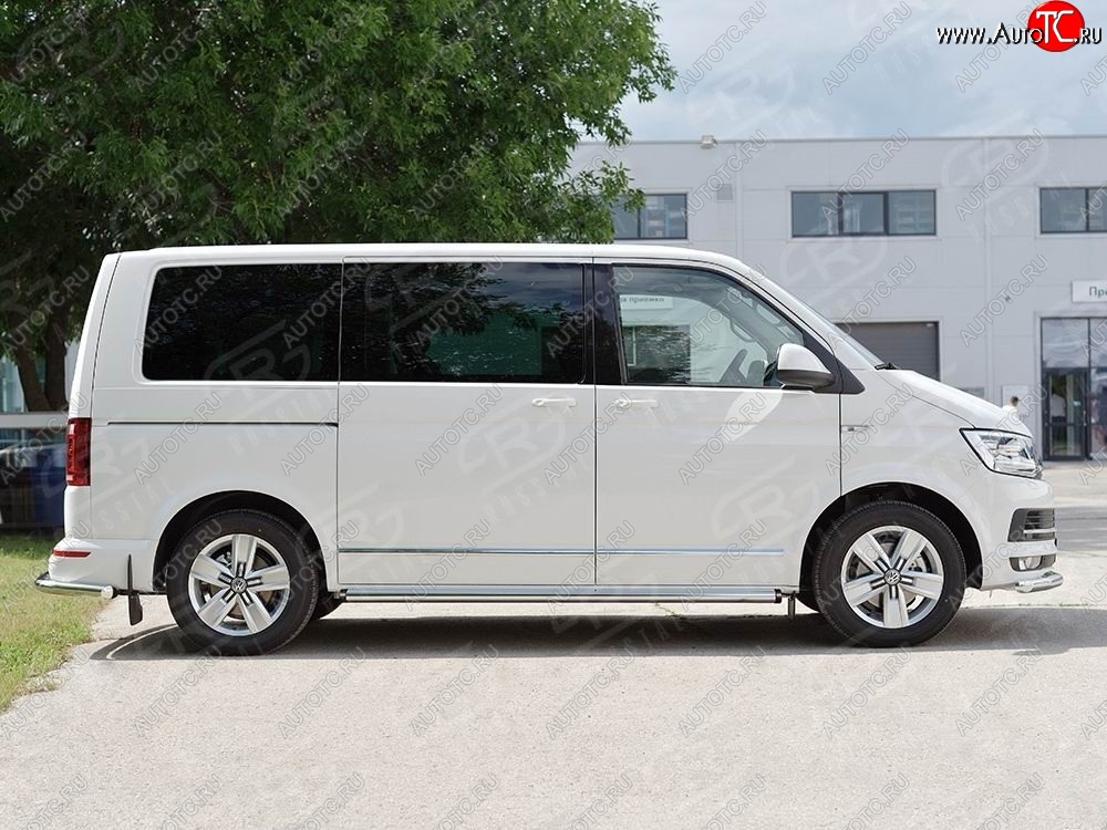 12 749 р. Левая защита порога SLITKOFF из круглой трубы диаметром 63 мм v2 Volkswagen Multivan T6 дорестайлинг (2016-2019)  с доставкой в г. Пермь