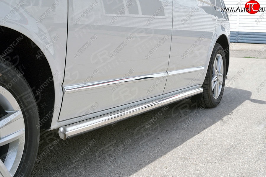 13 549 р. Левая защита порогов SLITKOFF из круглой трубы d63 мм SLITKOFF Volkswagen Multivan T6 дорестайлинг (2016-2019)  с доставкой в г. Пермь