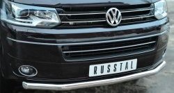 17 499 р. Одинарная защита переднего бампера диаметром 63 мм (Multivan-Caravelle) SLITKOFF Volkswagen Caravelle T5 рестайлинг (2009-2015)  с доставкой в г. Пермь. Увеличить фотографию 2