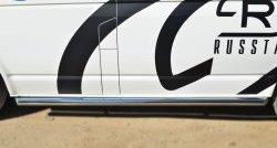 71 999 р. Левая защита порогов из круглой трубы диаметром 63 мм Russtal Volkswagen Transporter T6 дорестайлинг (2015-2019) (Защита порогов с со скосами на торцах (вариант 1))  с доставкой в г. Пермь. Увеличить фотографию 2
