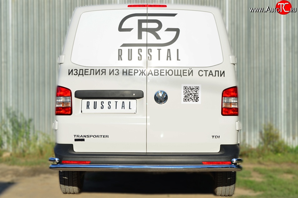 18 999 р. Защита заднего бампера (Ø63 и 42 мм с уголками, нержавейка) SLITKOFF  Volkswagen Caravelle  T5 - Transporter  T5  с доставкой в г. Пермь