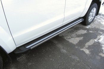 11 639 р. Алюминиевые пороги для ног Slitkoff (Luxe)  Volkswagen Teramont  CA1 (2016-2020) дорестайлинг (Чёрные)  с доставкой в г. Пермь. Увеличить фотографию 2