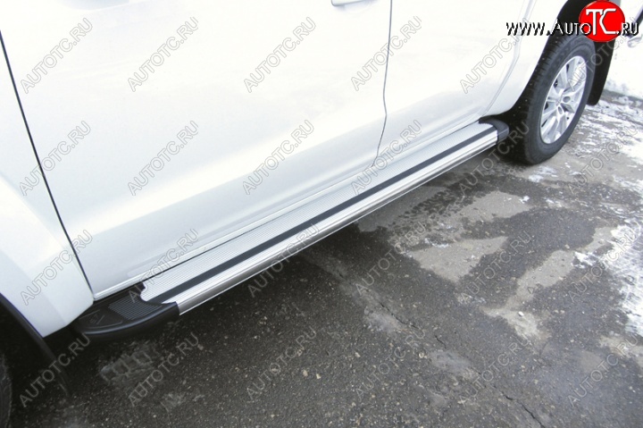11 639 р. Алюминиевые пороги для ног Slitkoff (Luxe)  Volkswagen Teramont  CA1 (2016-2020) дорестайлинг (Чёрные)  с доставкой в г. Пермь