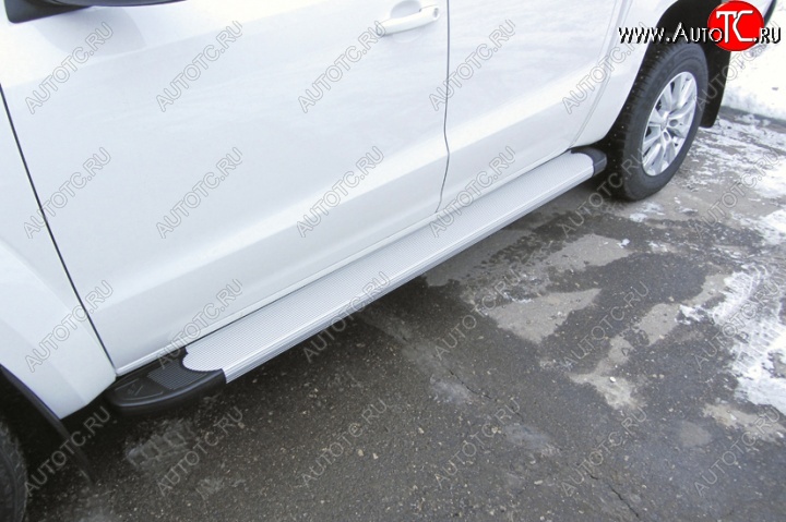 16 999 р. Алюминиевые пороги для ног Slitkoff (Optima)  Volkswagen Teramont  CA1 (2016-2020) дорестайлинг (Чёрные)  с доставкой в г. Пермь