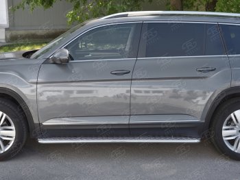 84 999 р. Пороги труба d42 с листом Russtal Volkswagen Teramont CA1 дорестайлинг (2016-2020) (Лист алюм, проф.нерж)  с доставкой в г. Пермь. Увеличить фотографию 2