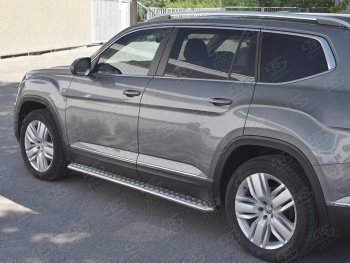 84 999 р. Пороги труба d42 с листом Russtal Volkswagen Teramont CA1 дорестайлинг (2016-2020) (Лист алюм, проф.нерж)  с доставкой в г. Пермь. Увеличить фотографию 3