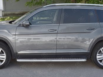 94 999 р. Пороги труба d63 с листом   Russtal Volkswagen Teramont CA1 дорестайлинг (2016-2020) (Лист алюм, проф. нерж)  с доставкой в г. Пермь. Увеличить фотографию 2