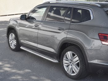 94 999 р. Пороги труба d63 с листом   Russtal Volkswagen Teramont CA1 дорестайлинг (2016-2020) (Лист алюм, проф. нерж)  с доставкой в г. Пермь. Увеличить фотографию 3