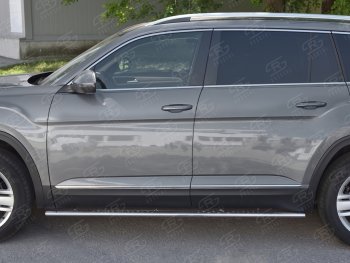 18 299 р. Пороги труба 75х42 Russtal (овал с проступью) Volkswagen Teramont CA1 дорестайлинг (2016-2020)  с доставкой в г. Пермь. Увеличить фотографию 2