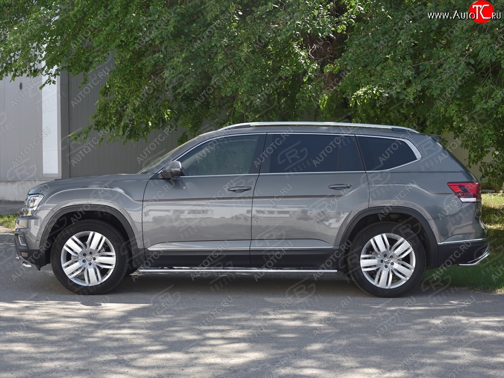 18 299 р. Пороги труба 75х42 Russtal (овал с проступью) Volkswagen Teramont CA1 дорестайлинг (2016-2020)  с доставкой в г. Пермь
