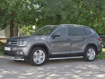 19 999 р. Защита переднего бампера (2 трубы Ø63 и 42 мм, нержавейка) SLITKOFF  Volkswagen Teramont  CA1 (2016-2020) дорестайлинг  с доставкой в г. Пермь. Увеличить фотографию 2