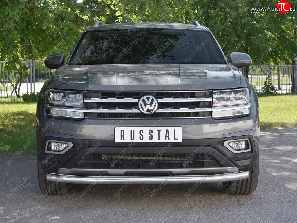 18 299 р. Защита переднего бампера (Ø63 мм, нержавейка) SLITKOFF  Volkswagen Teramont  CA1 (2016-2020) дорестайлинг  с доставкой в г. Пермь