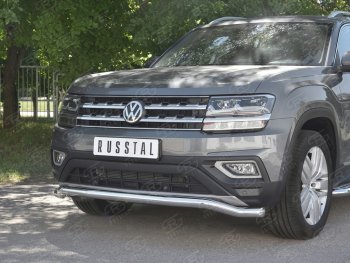18 849 р. Защита переднего бампера (Ø63 мм волна, нержавейка) SLITKOFF  Volkswagen Teramont  CA1 (2016-2020) дорестайлинг  с доставкой в г. Пермь. Увеличить фотографию 4