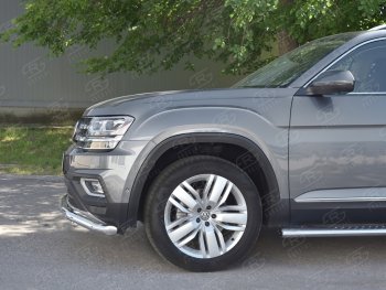 23 999 р. Защита переднего бампера (2 трубы Ø63 и 42 мм, нержавейка) SLITKOFF  Volkswagen Teramont  CA1 (2016-2020) дорестайлинг  с доставкой в г. Пермь. Увеличить фотографию 3