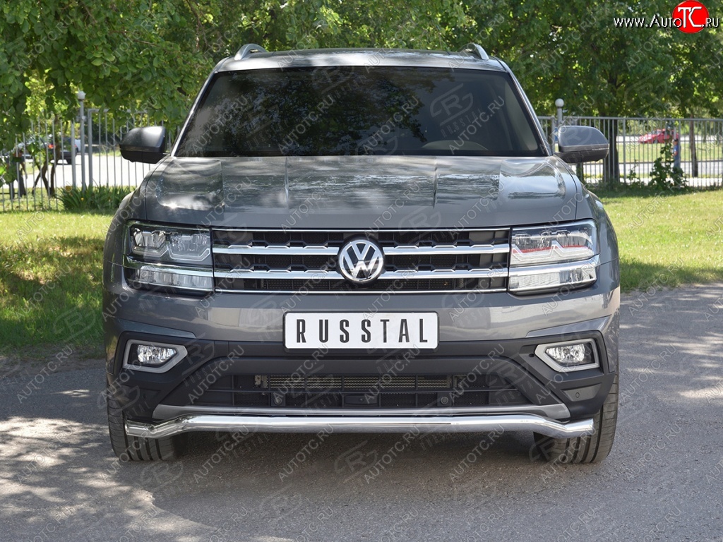 18 849 р. Защита переднего бампера (Ø63 мм волна, нержавейка) SLITKOFF  Volkswagen Teramont  CA1 (2016-2020) дорестайлинг  с доставкой в г. Пермь