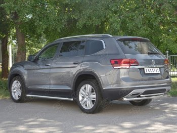 16 999 р. Защита заднего бампера (2 трубы Ø63 и 42 мм, нержавейка) SLITKOFF  Volkswagen Teramont  CA1 (2016-2020) дорестайлинг  с доставкой в г. Пермь. Увеличить фотографию 2