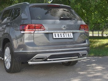 16 999 р. Защита заднего бампера (2 трубы Ø63 и 42 мм, нержавейка) SLITKOFF  Volkswagen Teramont  CA1 (2016-2020) дорестайлинг  с доставкой в г. Пермь. Увеличить фотографию 4