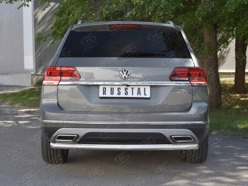 Защита заднего бампера (Ø63 мм, нержавейка) SLITKOFF Volkswagen Teramont  CA1 (2016-2020) дорестайлинг