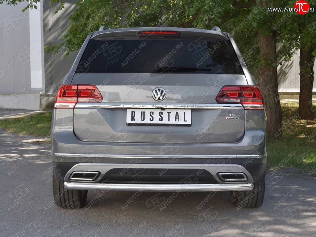 15 249 р. Защита заднего бампера (Ø63 мм, нержавейка) SLITKOFF  Volkswagen Teramont  CA1 (2016-2020) дорестайлинг  с доставкой в г. Пермь