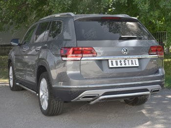15 249 р. Защита заднего бампера (Ø42 мм волна, нержавейка) SLITKOFF  Volkswagen Teramont  CA1 (2016-2020) дорестайлинг  с доставкой в г. Пермь. Увеличить фотографию 4