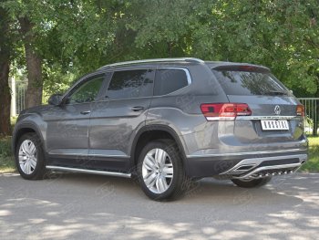 24 649 р. Защита заднего бампера (Ø42 мм, волна+зубы, нержавейка) SLITKOFF  Volkswagen Teramont  CA1 (2016-2020) дорестайлинг  с доставкой в г. Пермь. Увеличить фотографию 2