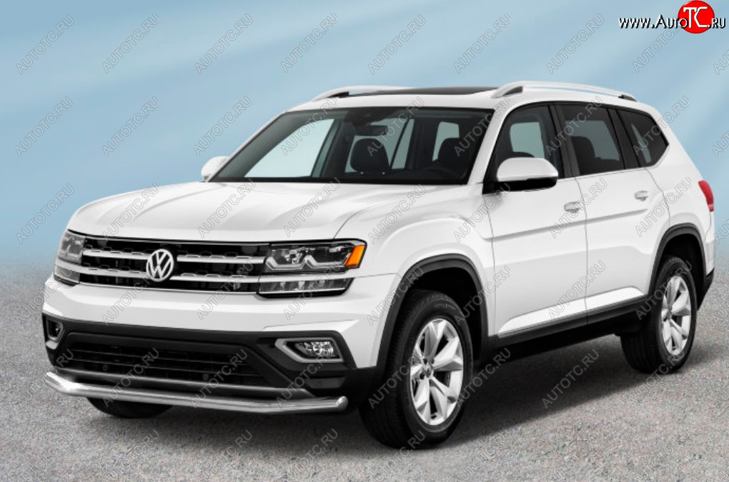 10 399 р. Защита переднего бампера Slitkoff (Ø 57 мм).  Volkswagen Teramont  CA1 (2016-2020) дорестайлинг (Сталь с полимерным покрытием. Цвет: серебристый)  с доставкой в г. Пермь