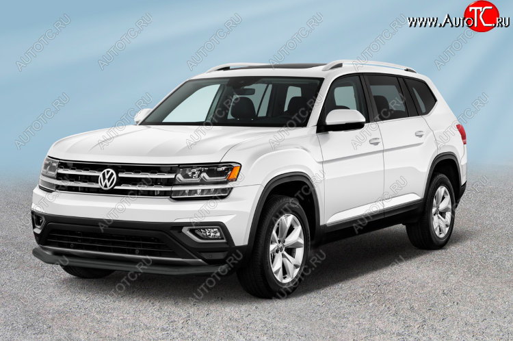 13 389 р. Защита переднего бампера Slitkoff (Ø 57 мм).  Volkswagen Teramont  CA1 (2016-2020) дорестайлинг (Сталь с полимерным покрытием. Цвет: черный)  с доставкой в г. Пермь