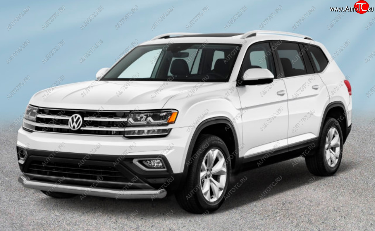 13 449 р. Защита переднего бампера Slitkoff (Ø 76 мм).  Volkswagen Teramont  CA1 (2016-2020) дорестайлинг (Сталь с полимерным покрытием. Цвет: серебристый)  с доставкой в г. Пермь
