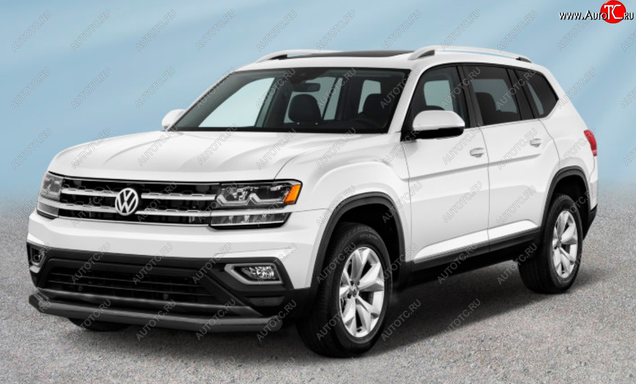 17 299 р. Защита переднего бампера Slitkoff (Ø 76 мм).  Volkswagen Teramont  CA1 (2016-2020) дорестайлинг (Сталь с полимерным покрытием. Цвет: черный)  с доставкой в г. Пермь