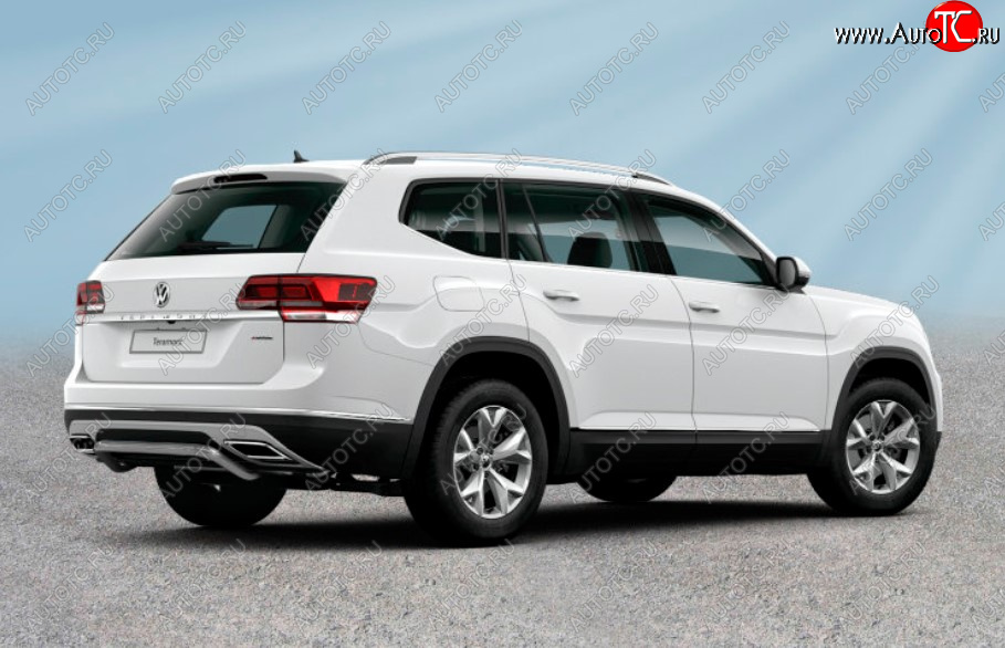 10 399 р. Защита заднего бампера Slitkoff (Ø 57 мм, скоба)  Volkswagen Teramont  CA1 (2016-2020) дорестайлинг (Сталь с полимерным покрытием. Цвет: серебристый)  с доставкой в г. Пермь
