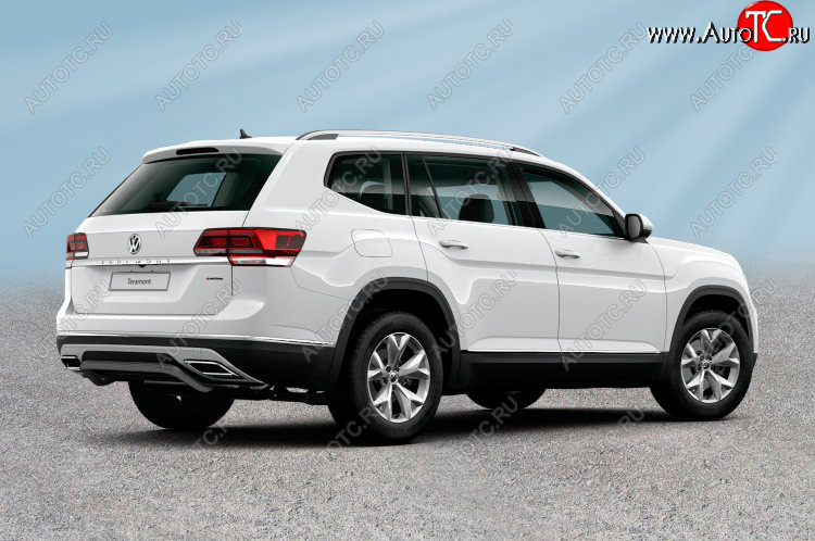 13 399 р. Защита заднего бампера Slitkoff (Ø 57 мм, скоба)  Volkswagen Teramont  CA1 (2016-2020) дорестайлинг (Сталь с полимерным покрытием. Цвет: черный)  с доставкой в г. Пермь