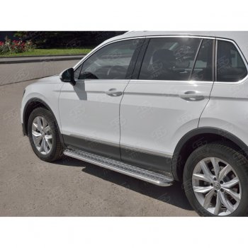24 649 р. Пороги SLITKOFF труба d42 с листом (v1)  Volkswagen Tiguan  Mk2 (2016-2020) дорестайлинг  с доставкой в г. Пермь. Увеличить фотографию 3