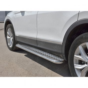 24 649 р. Пороги SLITKOFF труба d42 с листом (v1)  Volkswagen Tiguan  Mk2 (2016-2020) дорестайлинг  с доставкой в г. Пермь. Увеличить фотографию 4