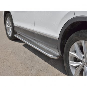 35 549 р. Порожки для ног (труба Ø42) SLITKOFF  Volkswagen Tiguan  Mk2 (2016-2020) дорестайлинг (лист - нержавейка, профиль - нержавейка)  с доставкой в г. Пермь. Увеличить фотографию 4