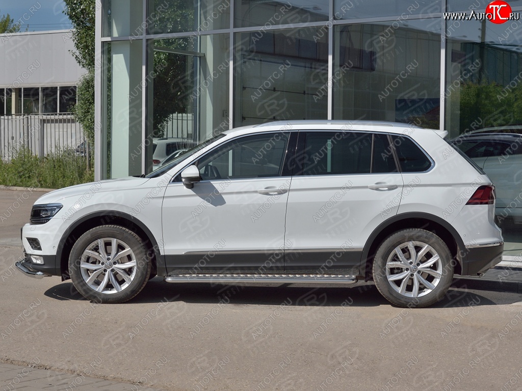 24 649 р. Пороги SLITKOFF труба d42 с листом (v1)  Volkswagen Tiguan  Mk2 (2016-2020) дорестайлинг  с доставкой в г. Пермь
