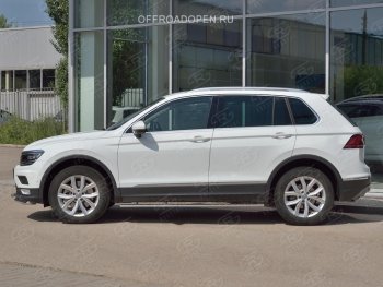 16 649 р. Пороги труба 75х42 овал с проступью Russtal Volkswagen Tiguan Mk2 дорестайлинг (2016-2020)  с доставкой в г. Пермь. Увеличить фотографию 4