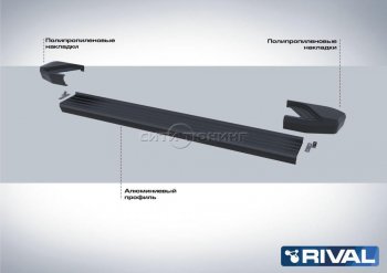 9 499 р. Порожки для ног Rival Volkswagen Tiguan Mk2 рестайлинг (2020-2022) (Чёрные)  с доставкой в г. Пермь. Увеличить фотографию 2