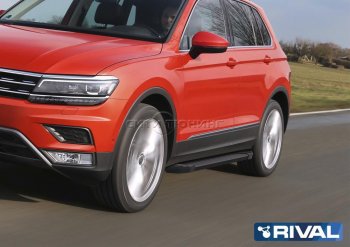 9 499 р. Порожки для ног Rival Volkswagen Tiguan Mk2 рестайлинг (2020-2022) (Чёрные)  с доставкой в г. Пермь. Увеличить фотографию 4
