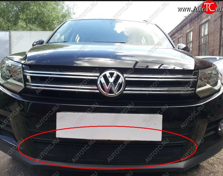 2 699 р. Защитная решётка в воздуховод автомобиля Russtal (черная) Volkswagen Tiguan Mk2 дорестайлинг (2016-2020)  с доставкой в г. Пермь
