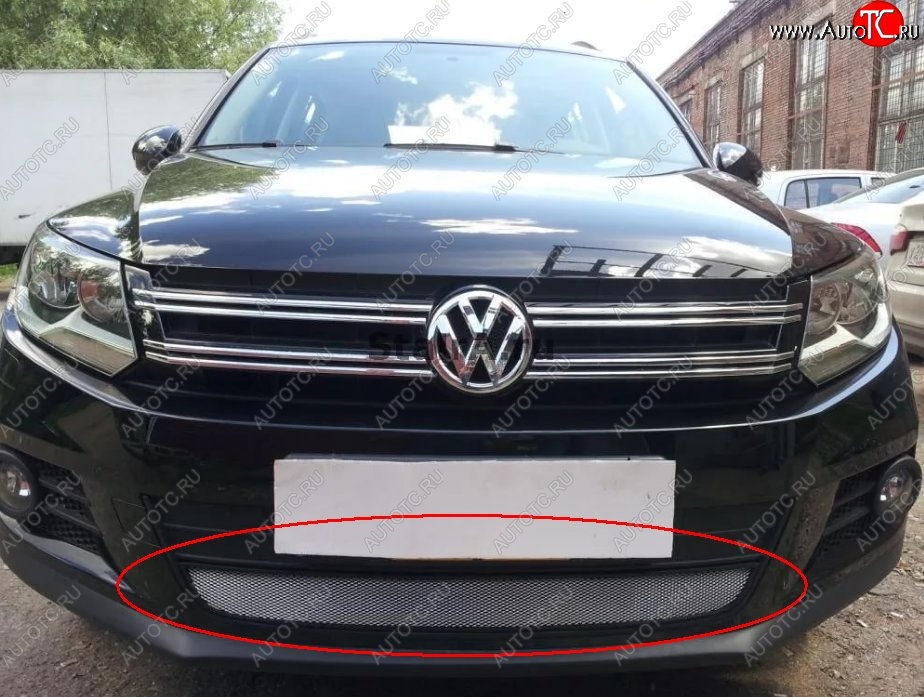 2 799 р. Защитная решётка в воздуховод автомобиля Russtal (хром) Volkswagen Tiguan Mk2 дорестайлинг (2016-2020)  с доставкой в г. Пермь