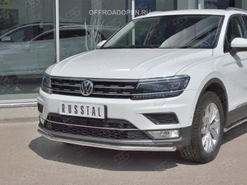 Защита переднего бампера (Ø42 мм, нержавейка, NOT OFF ROAD) SLITKOFF Volkswagen Tiguan  Mk2 (2016-2020) дорестайлинг