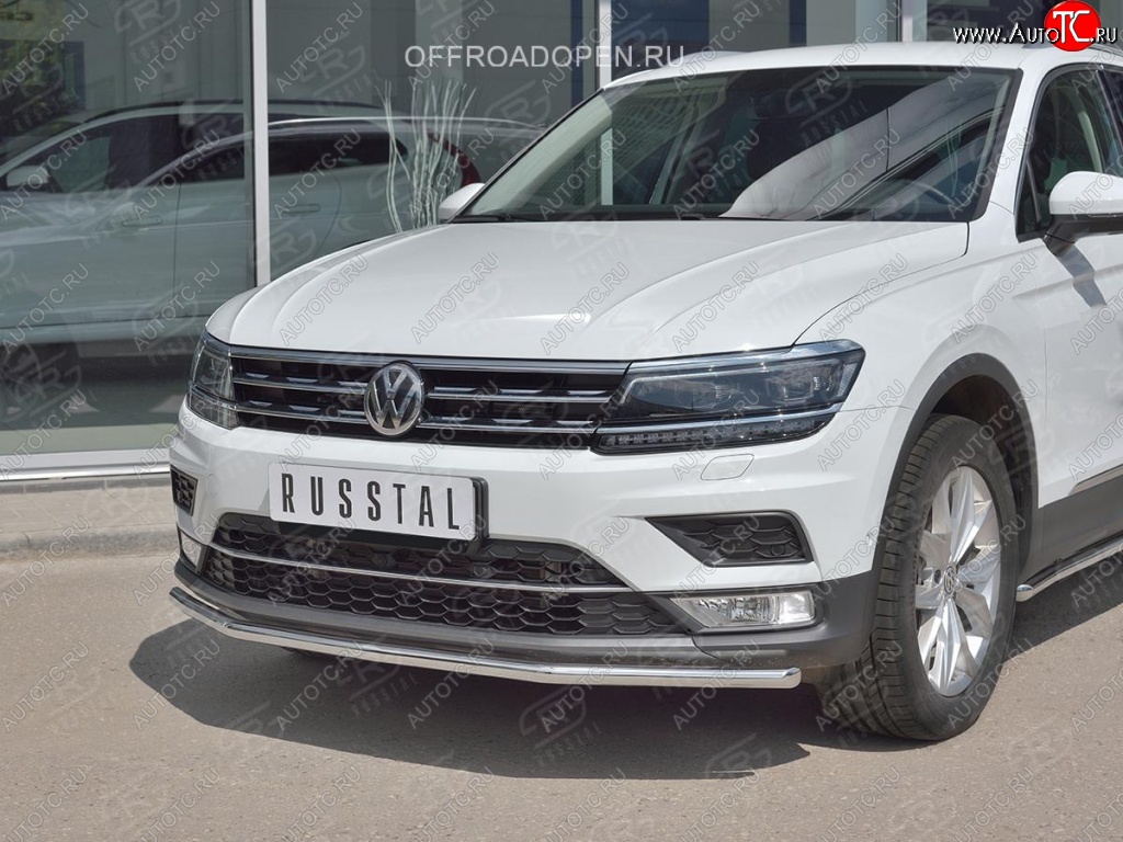 15 549 р. Защита переднего бампера (Ø42 мм, нержавейка, NOT OFF ROAD) SLITKOFF  Volkswagen Tiguan  Mk2 (2016-2020) дорестайлинг  с доставкой в г. Пермь