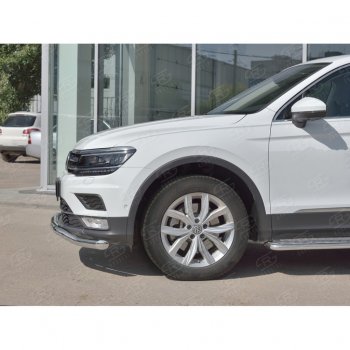 17 649 р. Защита переднего бампера (Ø63 мм волна, нержавейка) SLITKOFF  Volkswagen Tiguan  Mk2 (2016-2020) дорестайлинг  с доставкой в г. Пермь. Увеличить фотографию 4